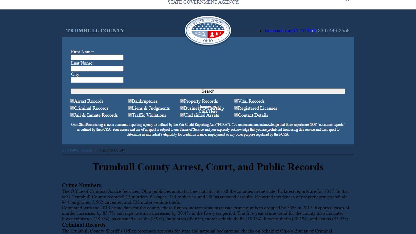 Trumbull County Arrest, Court, and Public Records